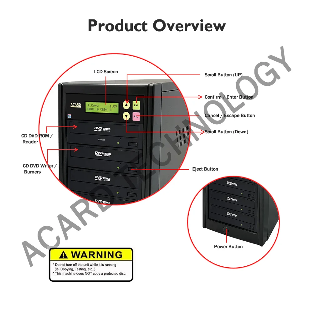 Acard 1 to 7 24X Standalone Tower Digital Duplicator with ACARD Technology Controller CD DVD CD DVD