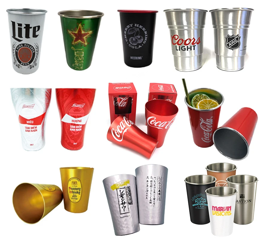 Custom Anodized Colors Aluminium Foil  Cold Cups Metal Cup For Beer Coffee Drinks Aluminium cup 12oz 16oz 18oz 20oz