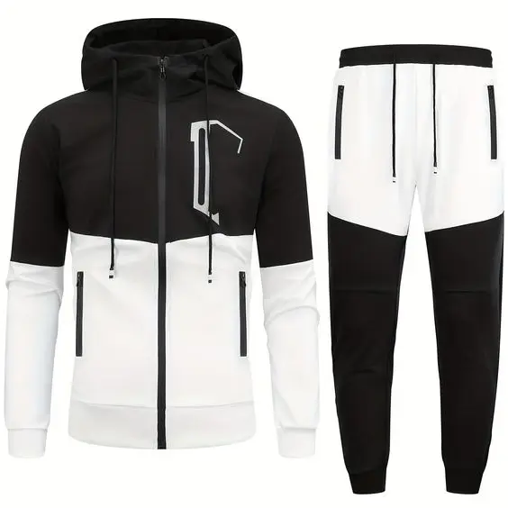 Wholesale Tracksuit Set Mens for Gym Wear Heavyweight Fleece Hoodie and Lightweight Athletic Tracksuit for Outdoor Activities