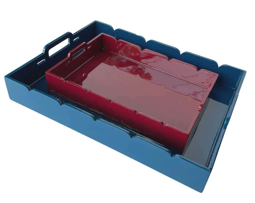 Serving Tray Bamboo Trays Tea Coffee Table Ottoman Tray Set with Handles Wood for Food Breakfast Party Laser Box Logo Style FUJ