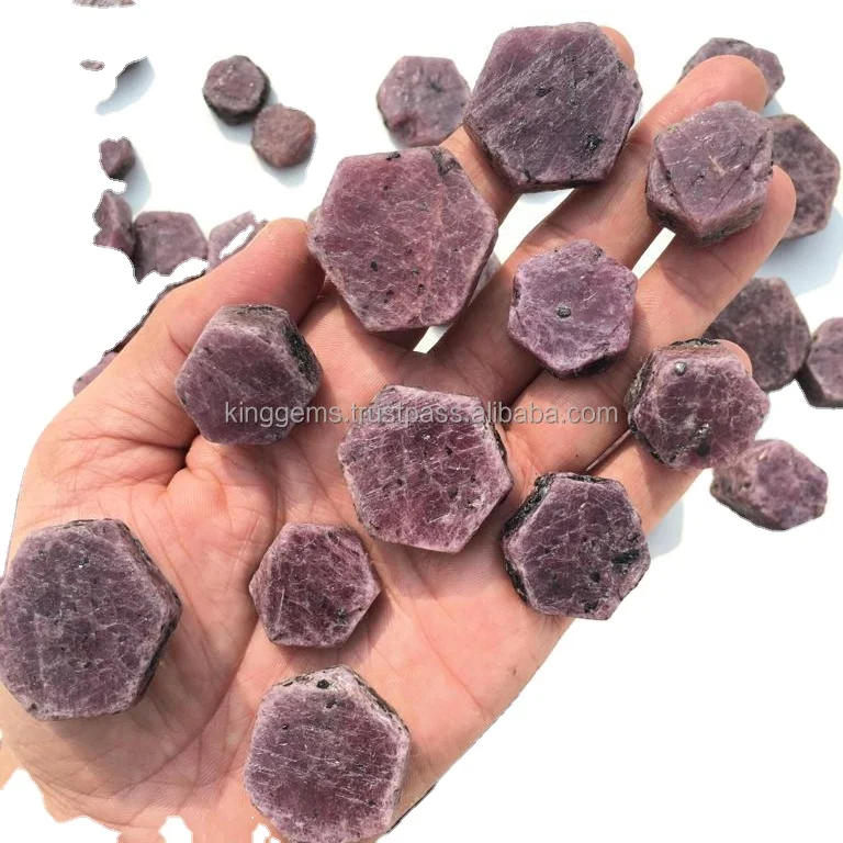 BEST SELLING WHOLESALE NATURAL CRYSTAL RUBY HEXAGON ROUGH STONE FOR REIKI HEALING MEDITATION RUBY  RAW TUMBLED STONE