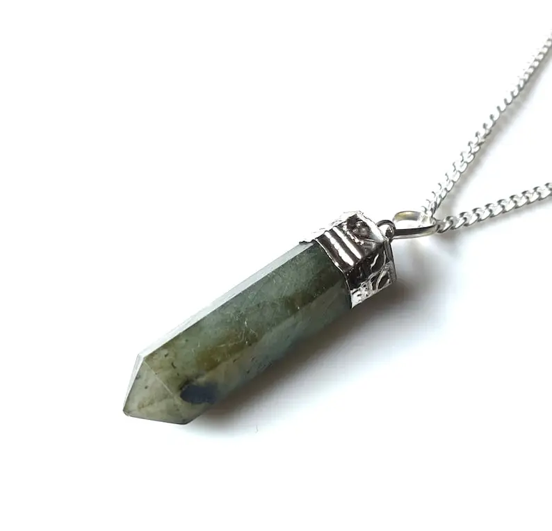 High Quality Natural Gemstone Labradorite Pencil Pendant Polished With Chain Love For Healing Energy Meditation Crystal Jewelry