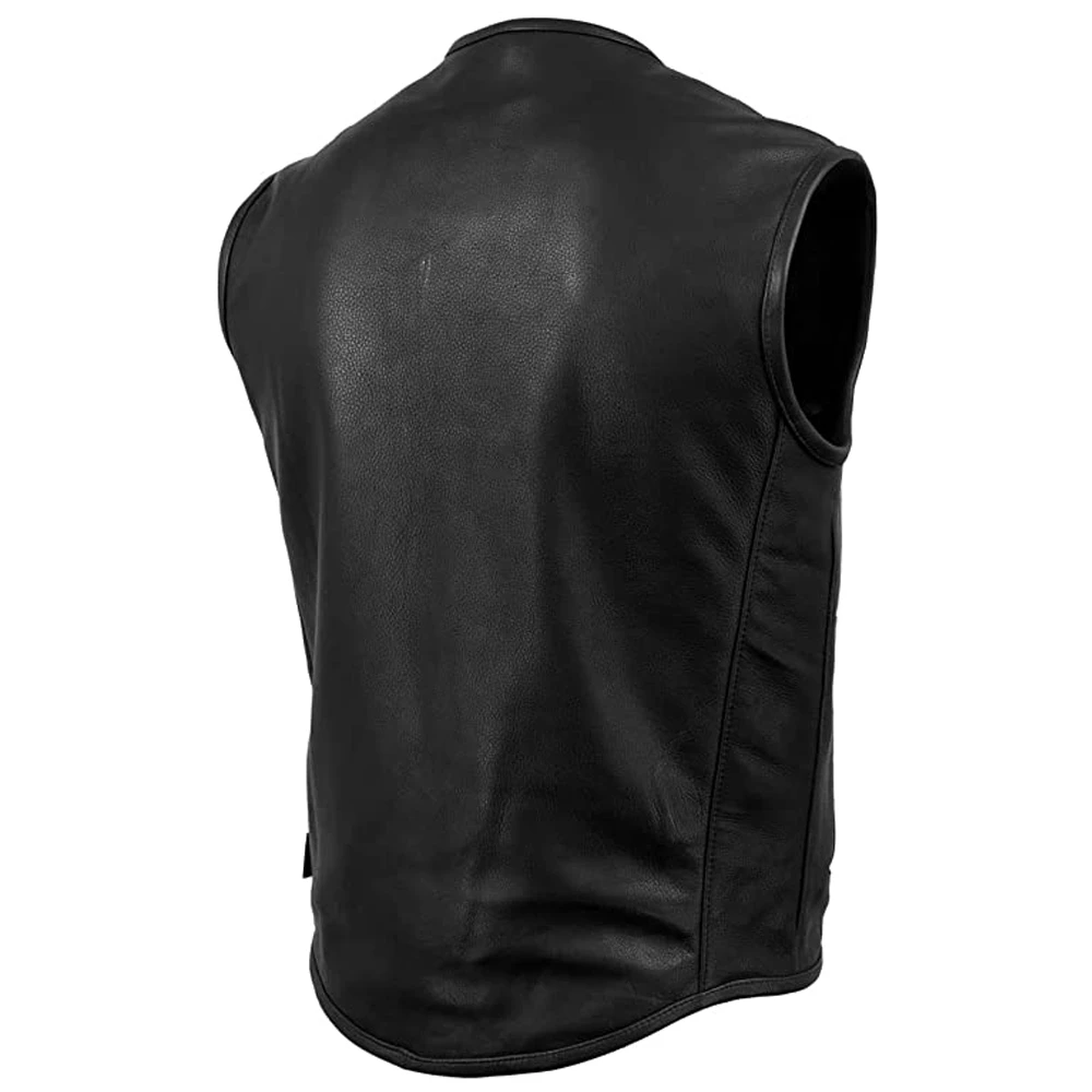 Plus Size Handmade Breathable Motorbike Vest 100% Genuine Leather Best Design Motorcycle Cowhide Leather Vest wholesale rate