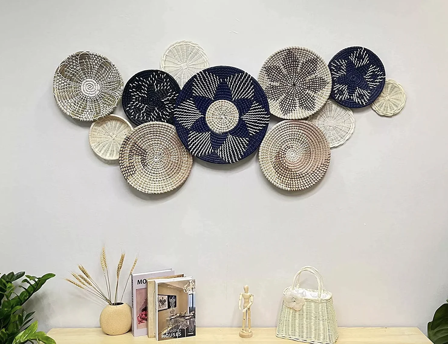 100% Handmade OEM Feature Classic Home Garden Supplies straw Scandinavian Top New handwoven plates seagrass wall hanging