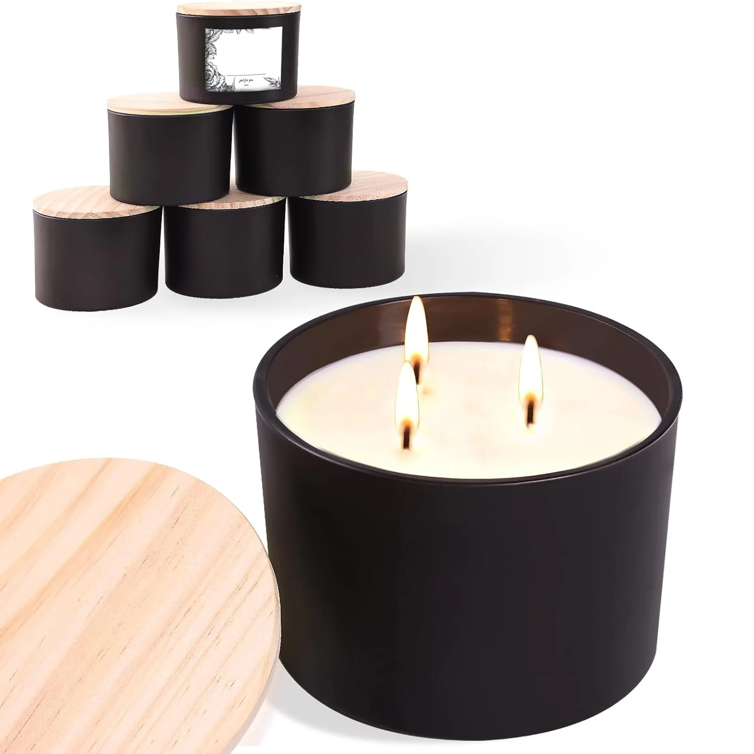 Luxurious  Black Candle jar For Candle Storage Candlestick Jar With Lid Cylindrical Candle Jar Handmade for Home/Hotel Decor