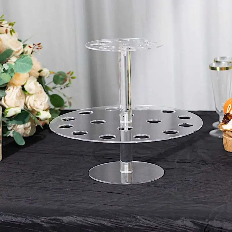 12 in Clear 2 Tier Acrylic Ice Cream Cone Holder Mini Dessert Display Stand Party Events Reception Decorations Supplies
