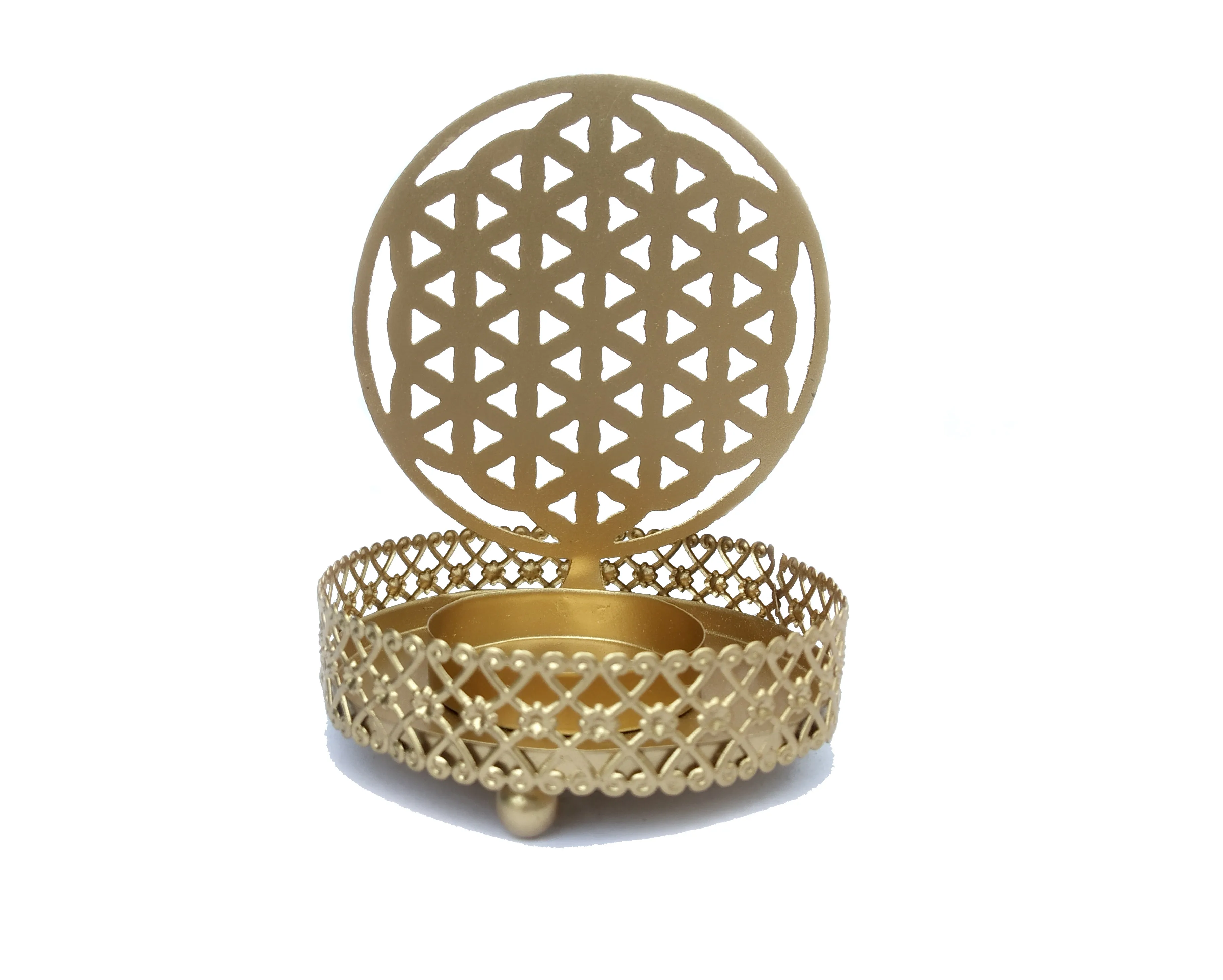 T-Light Metal 3D Projector Candle Holder Ying Yang Design Projection on Wall Small Aluminium Votive Holder Light Weight Candle