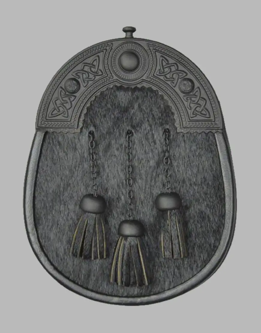 antique-finished-stag-head-sporran semi dress sporrans with metal cantle for bagpipers new arrival design