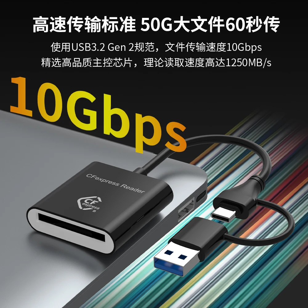Card Reader With USB Cable For CFexpress Type B Memory Card USB 3.1 Gen2 10Gbps