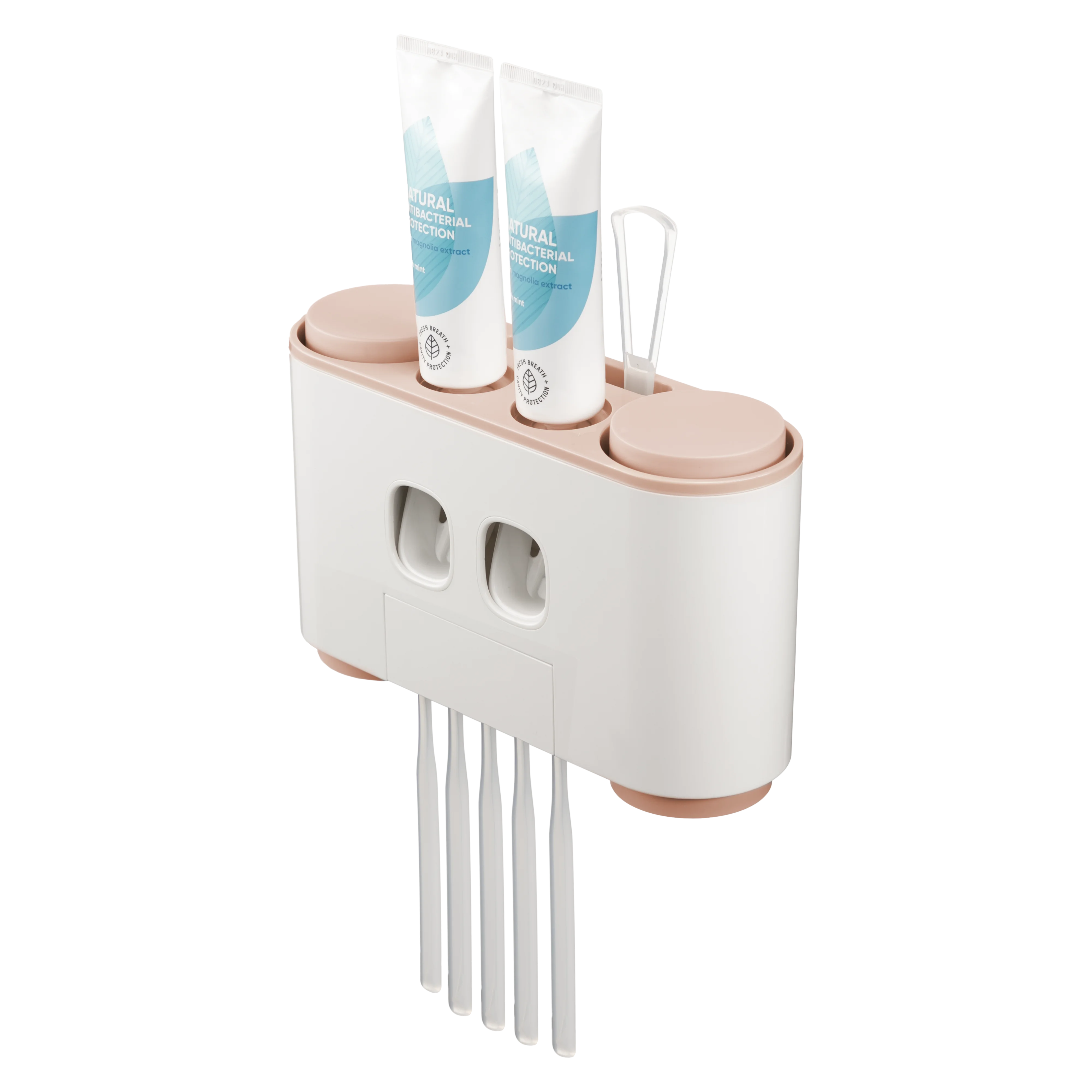 Magnetic Wall Mounted Toothbrush Holder Set with 4 Cups and Adhesive No Drilling Water-Draining Design PP Plastic made Vietnam