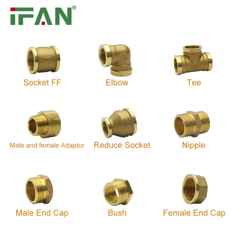 IFANPlus European Environmentally Friendly CW61-7 Brass Tube Fitting 1/4'-2' Brass Threaded Fittings Brass Plumbing Fittings