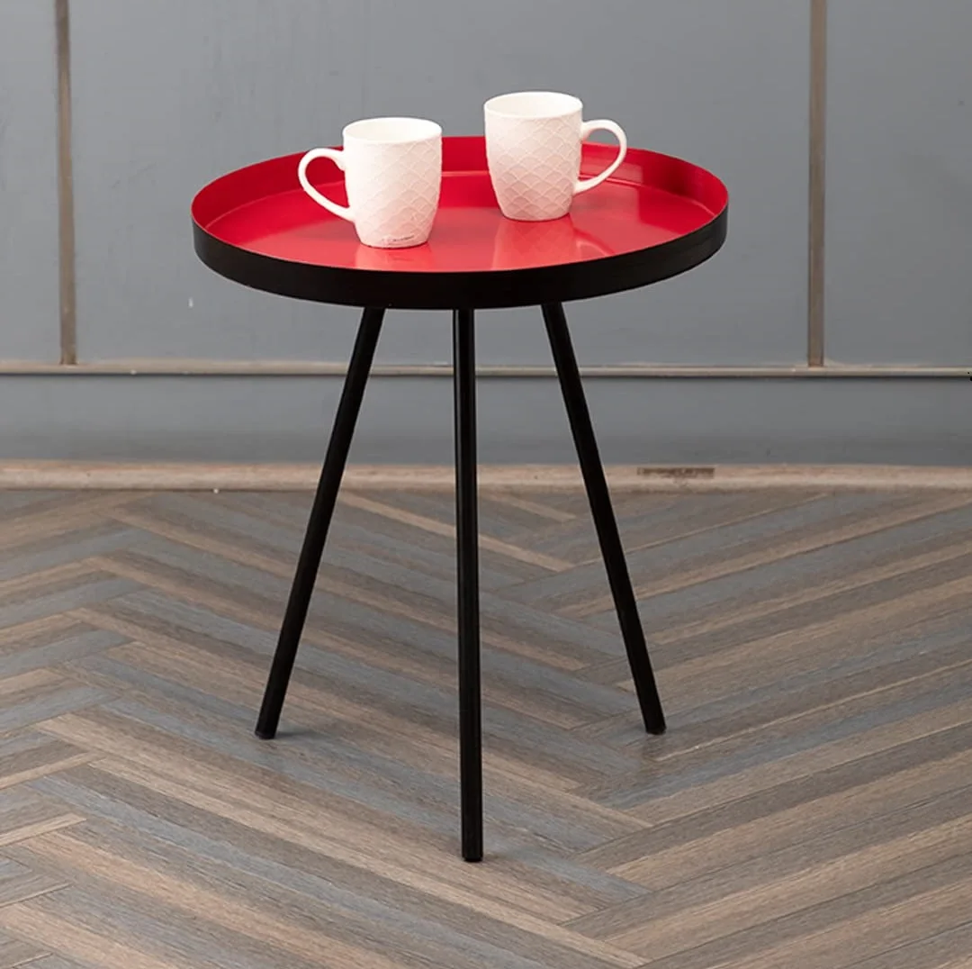 Premium Quality Red and Black Finished Metal Craft Side Tables for Home and Office Decorative Furniture Options at Best Prices