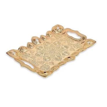 Hot Sale Custom Quality Metallic Unique Leaf  Food Tray With Powder Coat Finished Kitchen Ware Dining Table Decorative Platter