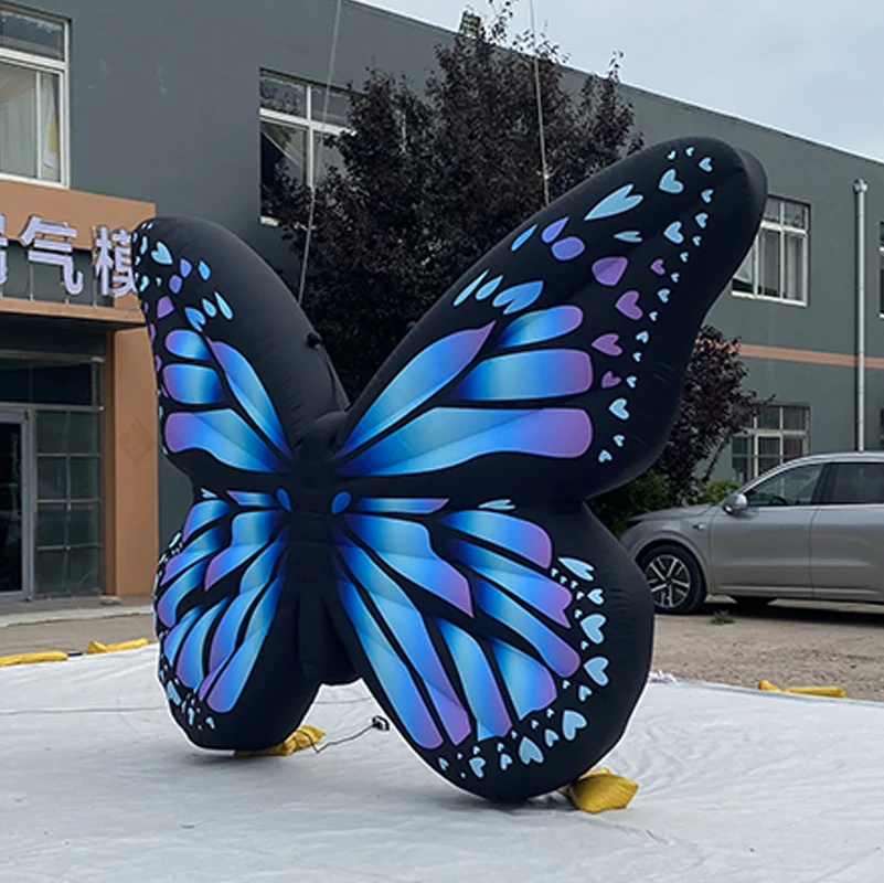 Mall Decorative Custom Huge Inflatable Wings Giant Hanging Inflatable Butterfly with LED