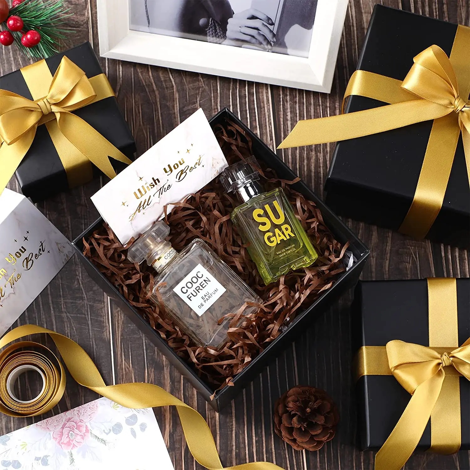 Square Boxes Stackable Favor Boxes Decorative Cardboard Box with Ribbon for  Holiday Birthday Weeding Party Gift