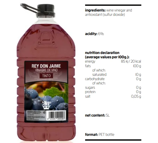 Virtuous white wine vinegar 1L PET Bottle Natural from Spain 100 Natural Packaging Plastic Cooking Hand Pick Type