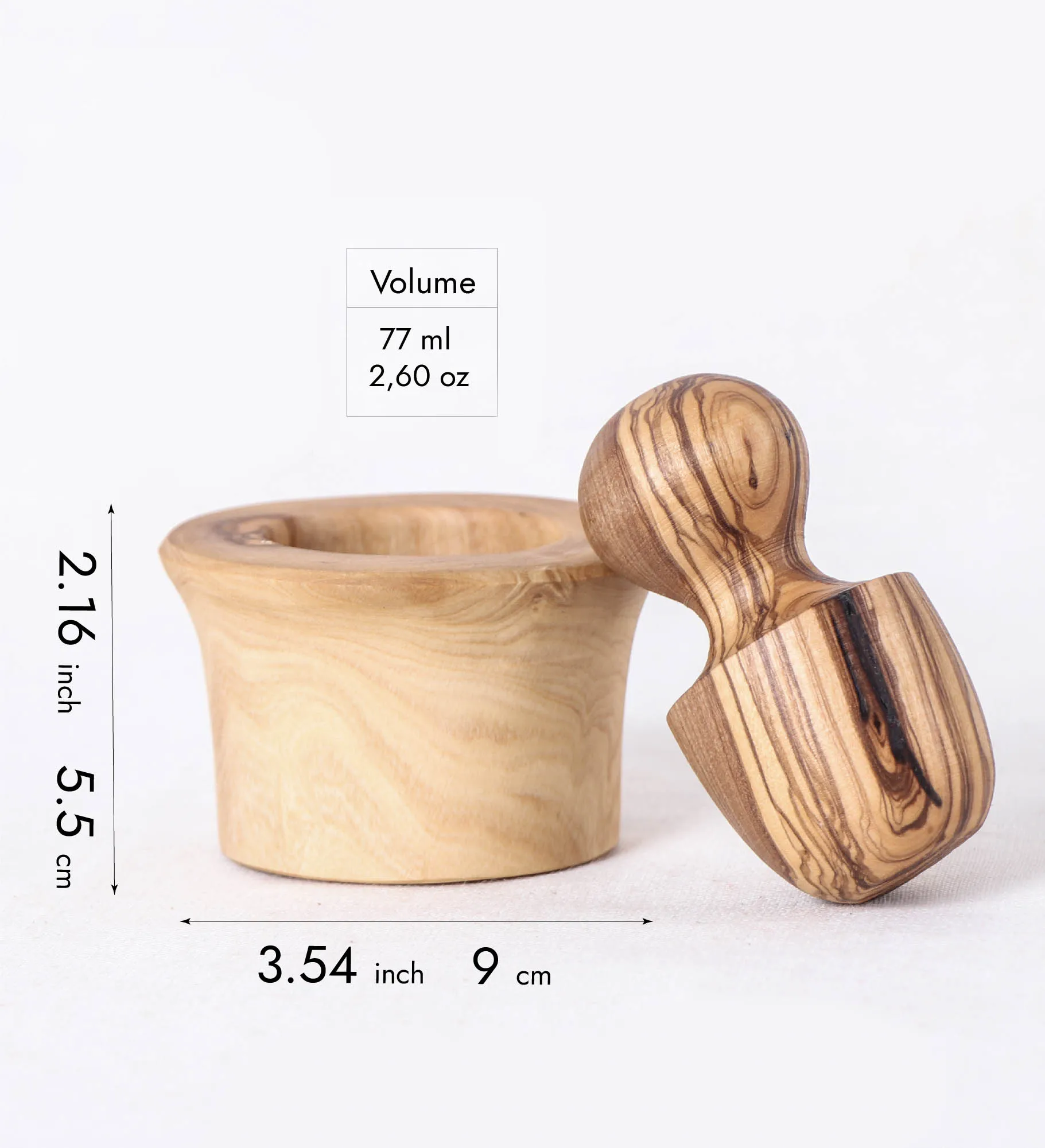 High Quality Wooden Garlic Press made of Tunisian Olive Wood |Mortar and Pestle Grinding Bowl | Wooden Masher | Spice Herbs Crus