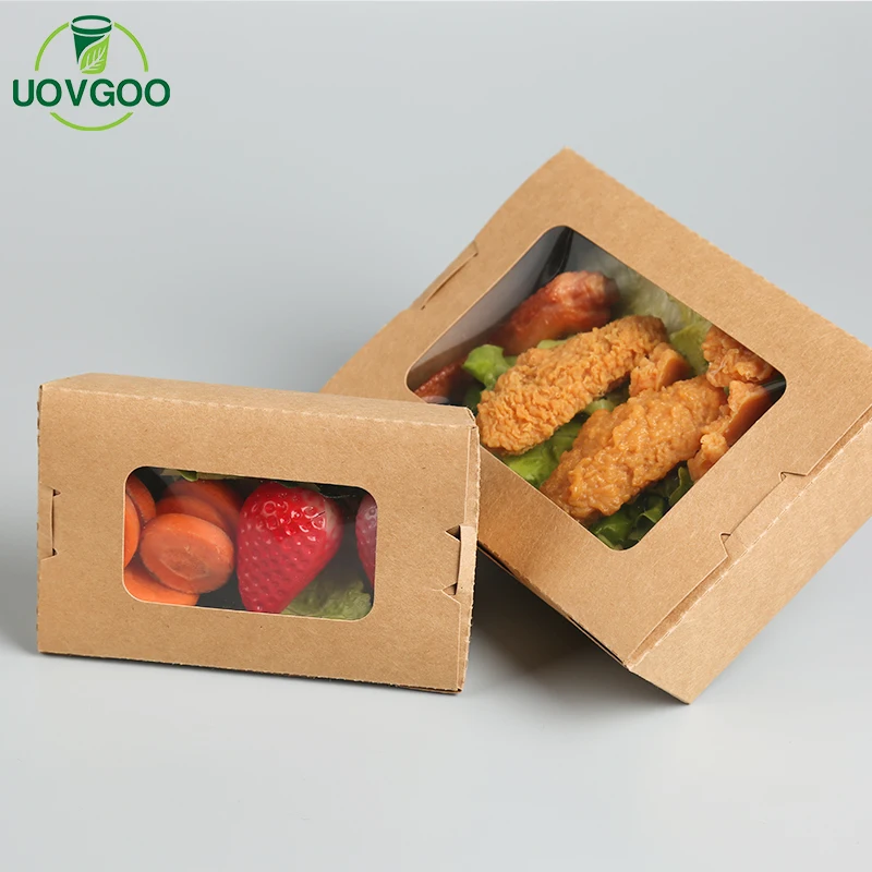 Eco Friendly Premium Quality Paper Lunch Box With Window PE Coated Paper For Lunch Box
