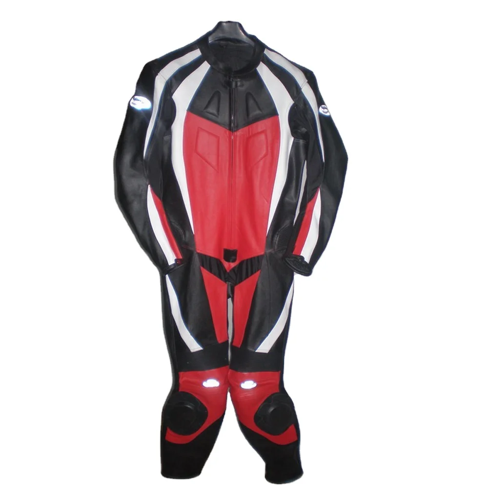 Motorcycle Motorbike  leather Riding suits Black white Red