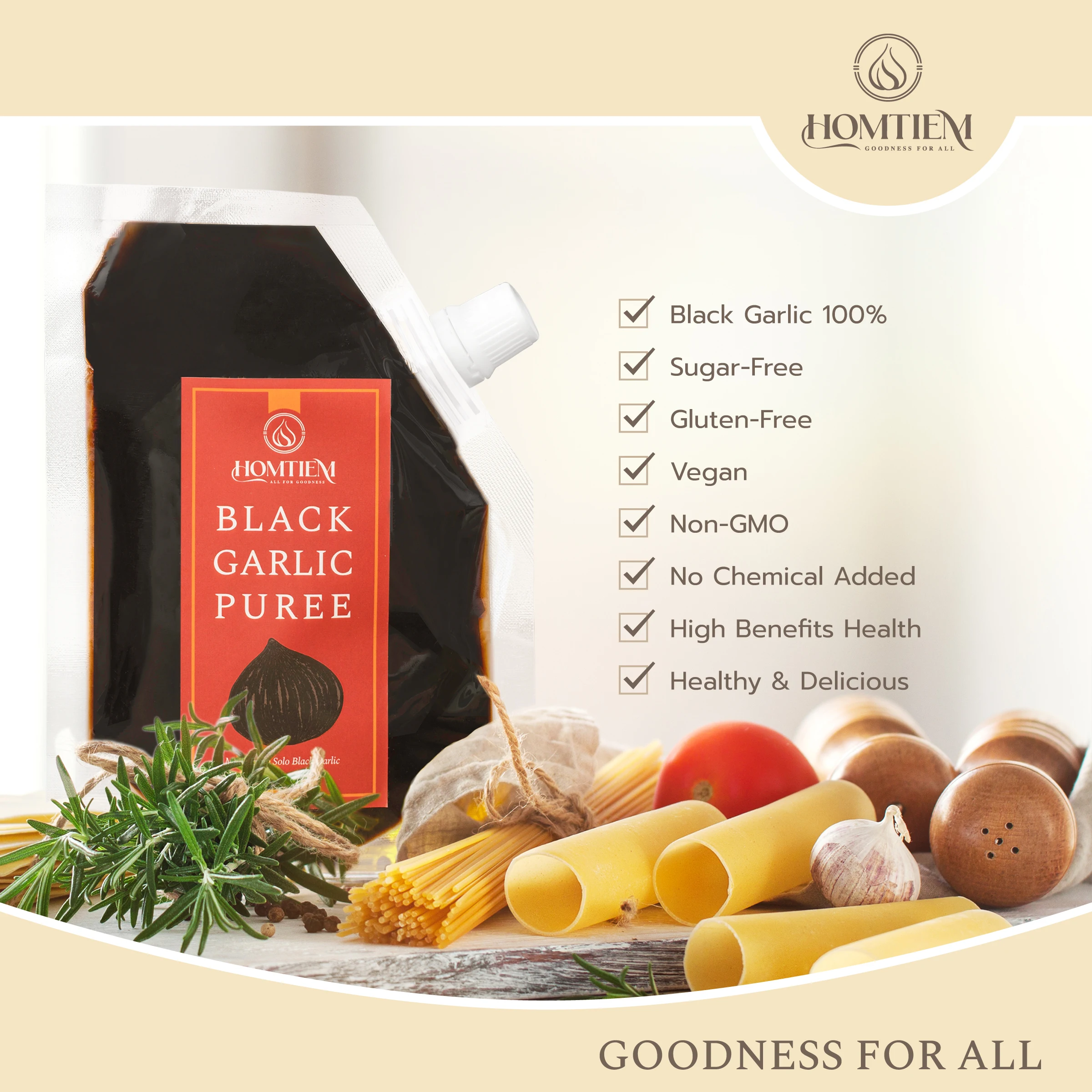 Homtiem 5.29 Oz Certified GMP HACCP Healthy Black Garlic Puree in Piece Ready to Eat Snack for Food Additives Recipes