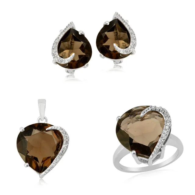 Earring luxury brand designer ring pendant popular brand jewelry set 925 sterling silver citrine gemstone sets