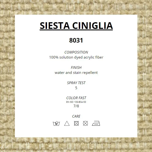 Siesta ciniglia beige - 100% high quality solution dyed acrylic fabric for outdoor furnishing