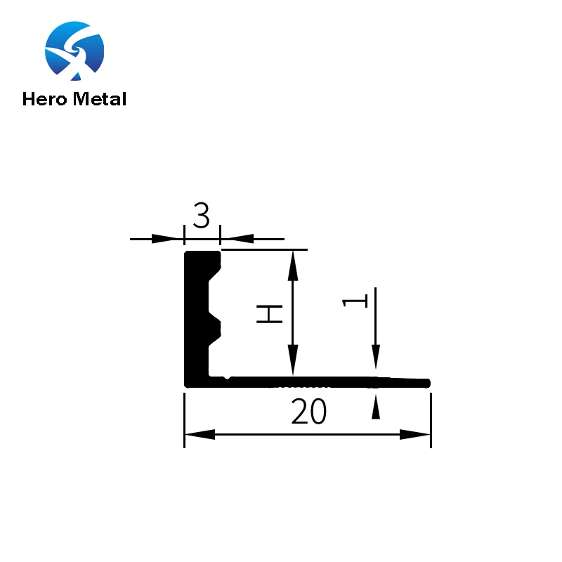 unique design 10mm 12.5mm 15mm 20mm polished aluminum l shape wall edge ceramic external corner tile trim