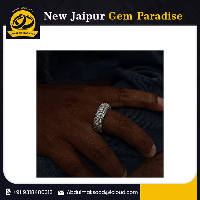 Beautiful  100% Passes Diamond Tester Ready To Ship 3D Full Ice Out Moissanite Diamond Ring for Men