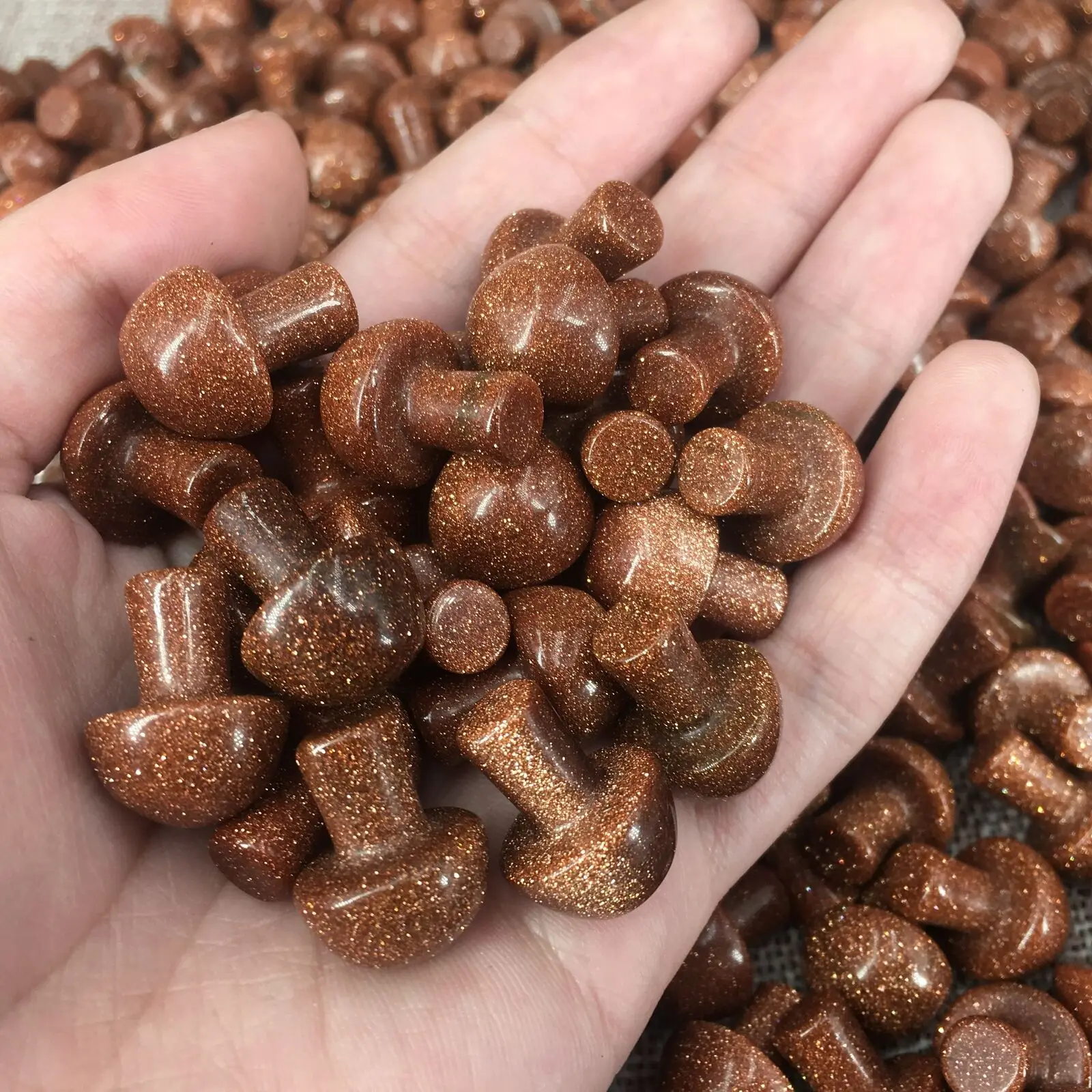 High quality crystal mushroom red goldstone Gua Sha Body Natural Scraping Massage Tool Facial gemstone mushroom Wholesale