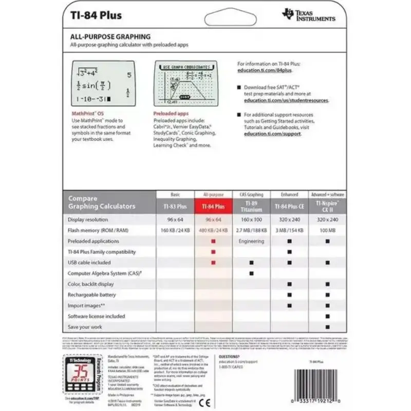 Genuine Quality Texas Instruments Graphing Calculator TI-84 Plus