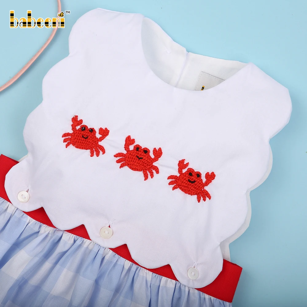 Crab crochet girl baby dress OEM ODM kids smock dress customized hand made embroidery wholesale manufacturer - BB3057