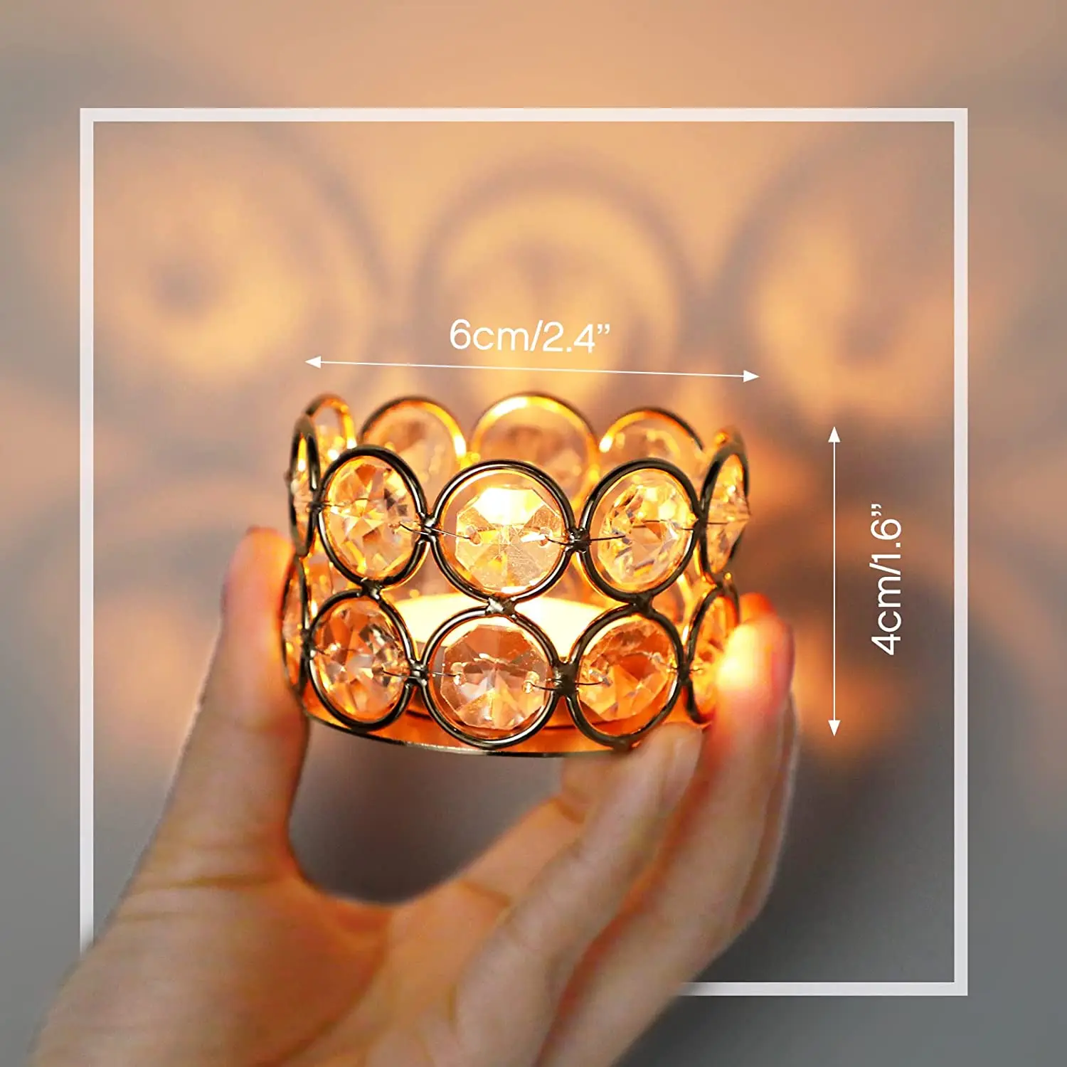 20 Pack Crystal Candle Holder Elegant Decorative Tealight/Candle Holders Crystal Votive/Candle Holders Silver or Gold Candle