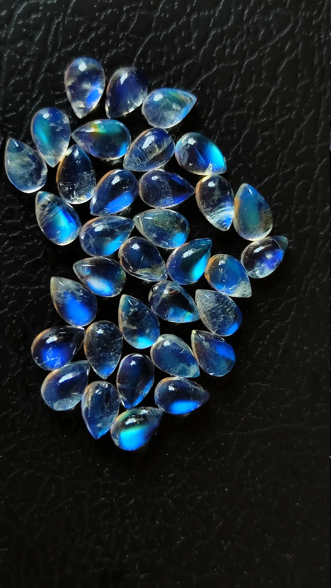8x6 MM Pear Rainbow Moonstone Calibrated Size Shape Jewellery Cabochon Loose Gemstones 6*8mm Blue Fire Rainbow Moonstone