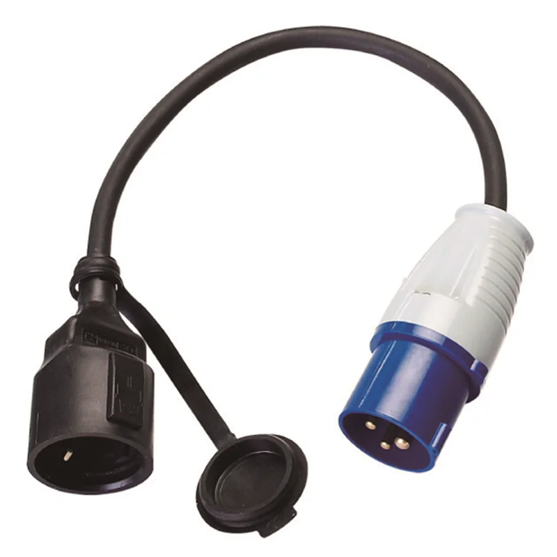 3-pin Caravan CEE Industrial Extension Cables Adapter Cable with Schuko Earthing Contact Coupling and CEE Plug