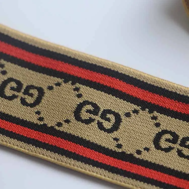 Custom Fashion Label Nylon/polyester Knitted Jacquard Ribbon Soft Elastic Band for Underwear Boxer Waist Band Belt Custom Logo