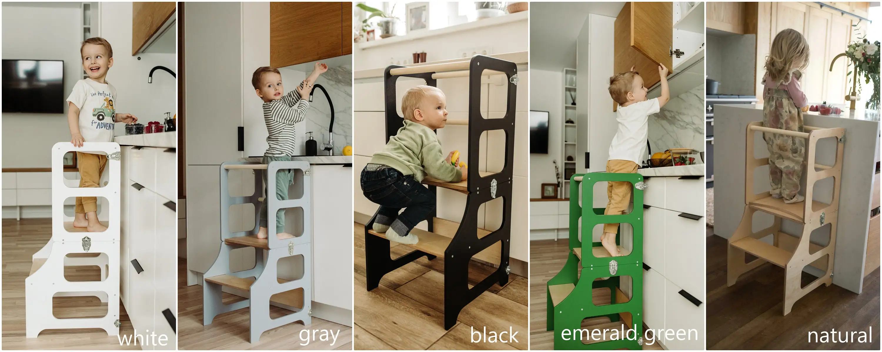 TOP Friends Children Furniture Height Adjustable Learning Tower Kitchen Help Tower Toddler Step Stool