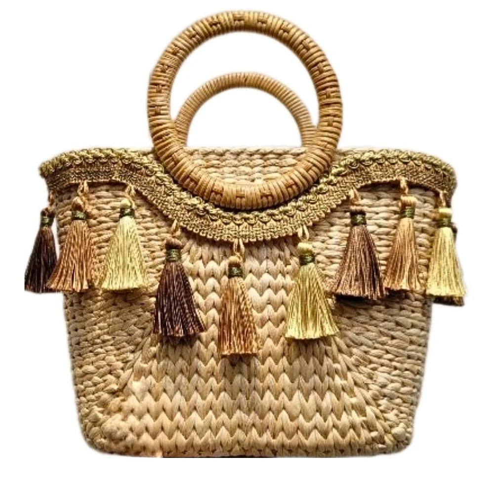 Manufacture Wholesale Woven Handicraft Water Hyacinth Water Hyacinth Handmade Bag Vietnam for Women Hot Product Classic Rattan