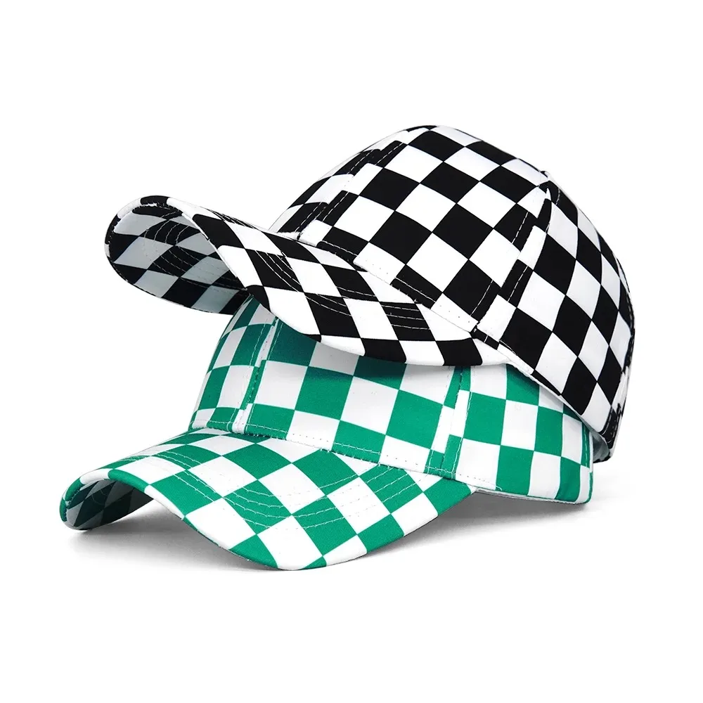 Custom Baseball Hat Spring Summer New Black and White Chessboard Baseball Cap Retro Casual Sunshade Sun Hat Travel Outdoor Hat