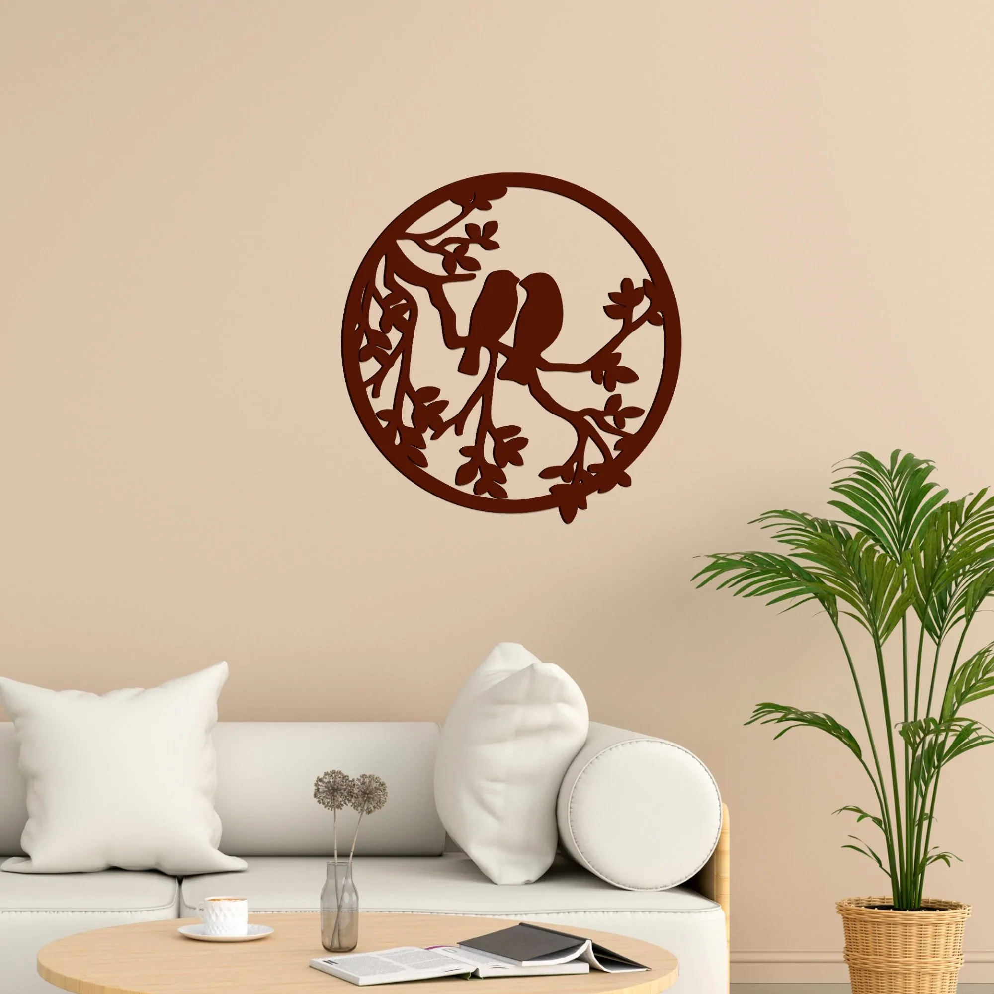 NIEN Customised OEM Wood Wall Decor Wall Art Round Hanging Decoration Modern Geometric Wooden Frame Wall Art for Kitchen Living