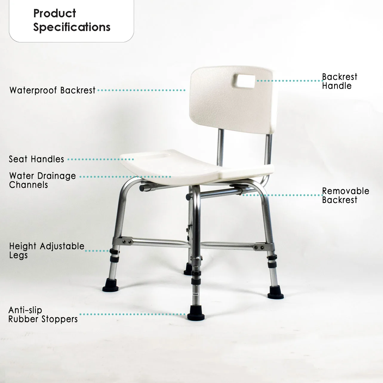 [ BION ]Shower Chair 002 Portable Bathroom Chair for Disabled Elderly From Singapore Aluminium Frame