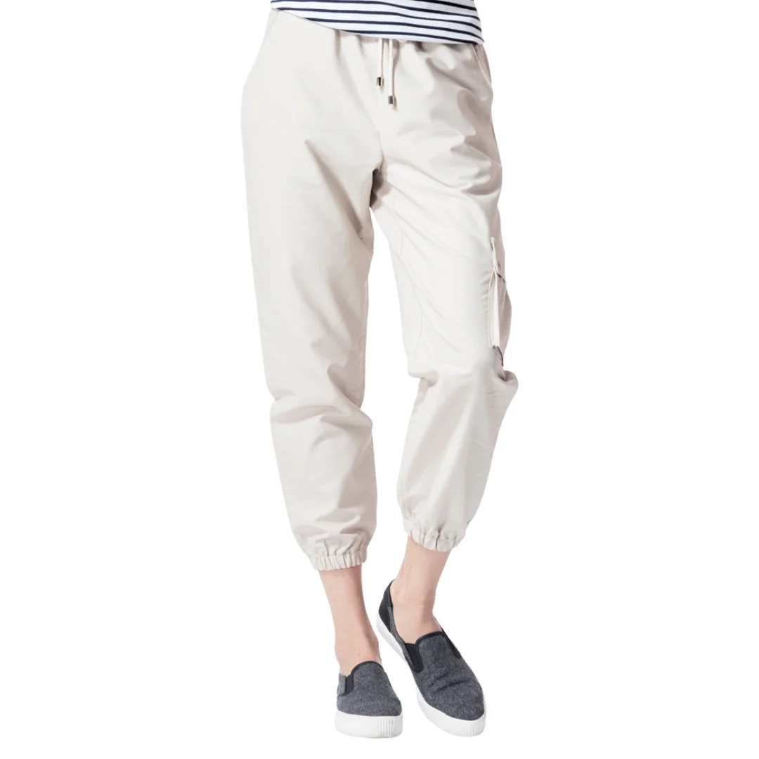 ODM pocket trousers elastic waist calf length pants for women