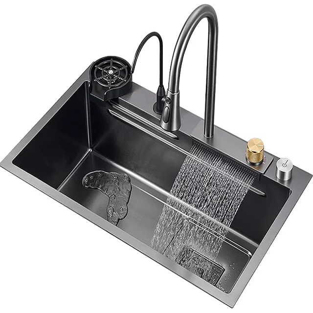 New Product Handmade Double Bowl Undermount Kitchen Sink Farmhouse Kitchen Basin Smart Sinks