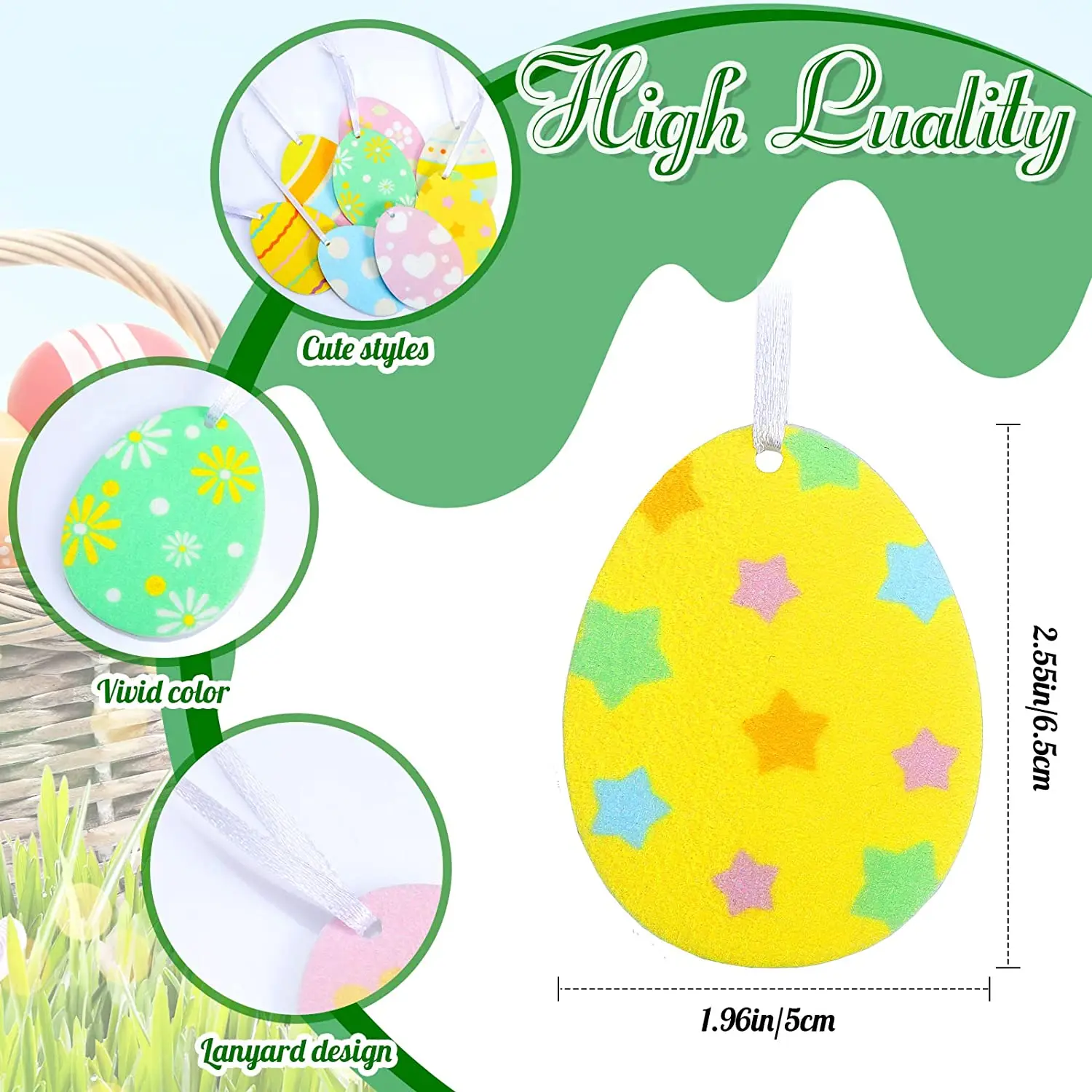wholesale home ornaments standing custom easter sublimation print felt easter egg ornament