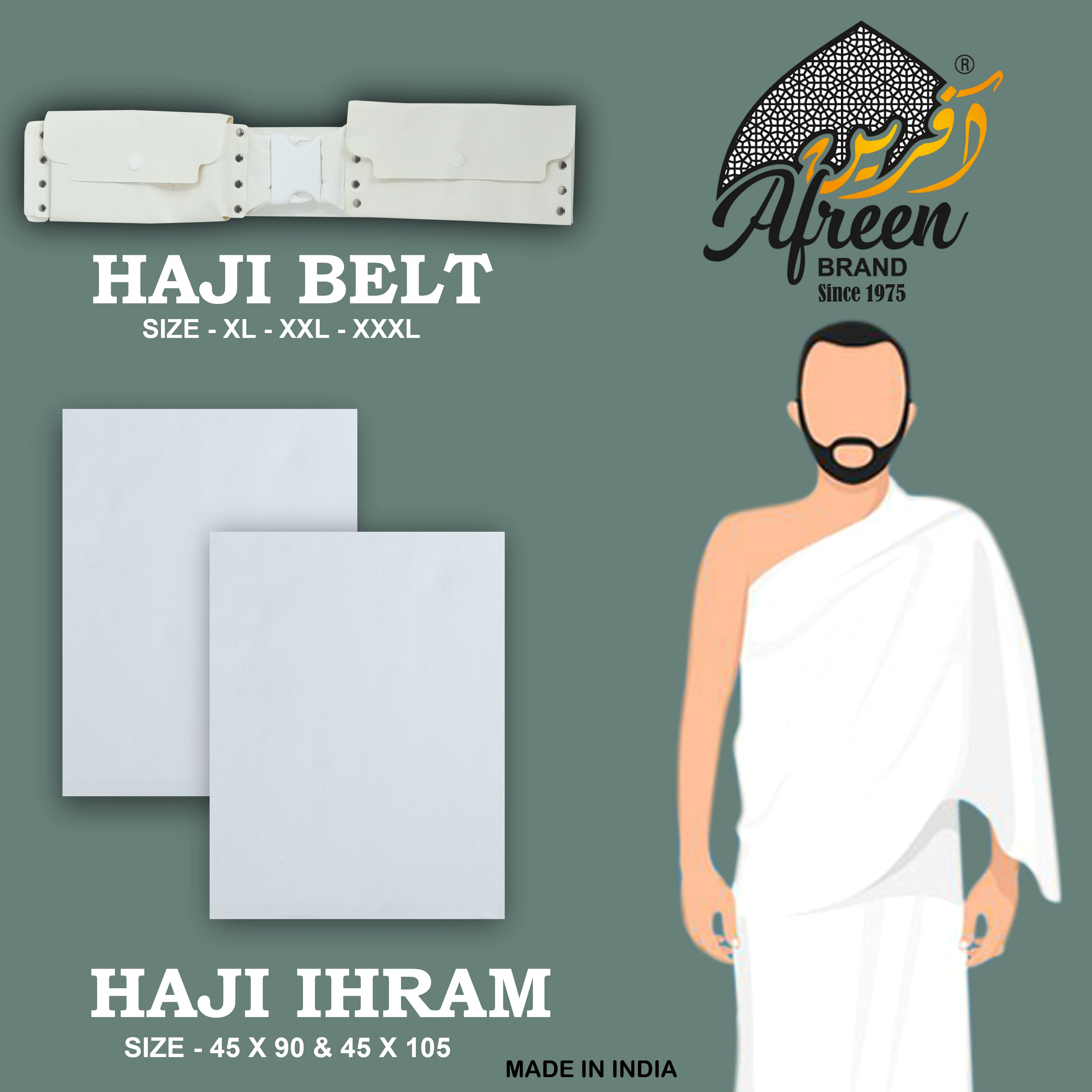 2024  Premium Quality HAJI BELT Factory Free Size White Color Polyester/Foam Leather Hajj Belt for Muslims