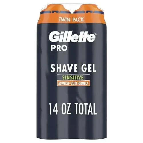 Gillette PRO Shaving Gel For Men Cools To Soothe Skin And Hydrates Facial Hair, TWIN PACK - Total 14oz, ProGlide
