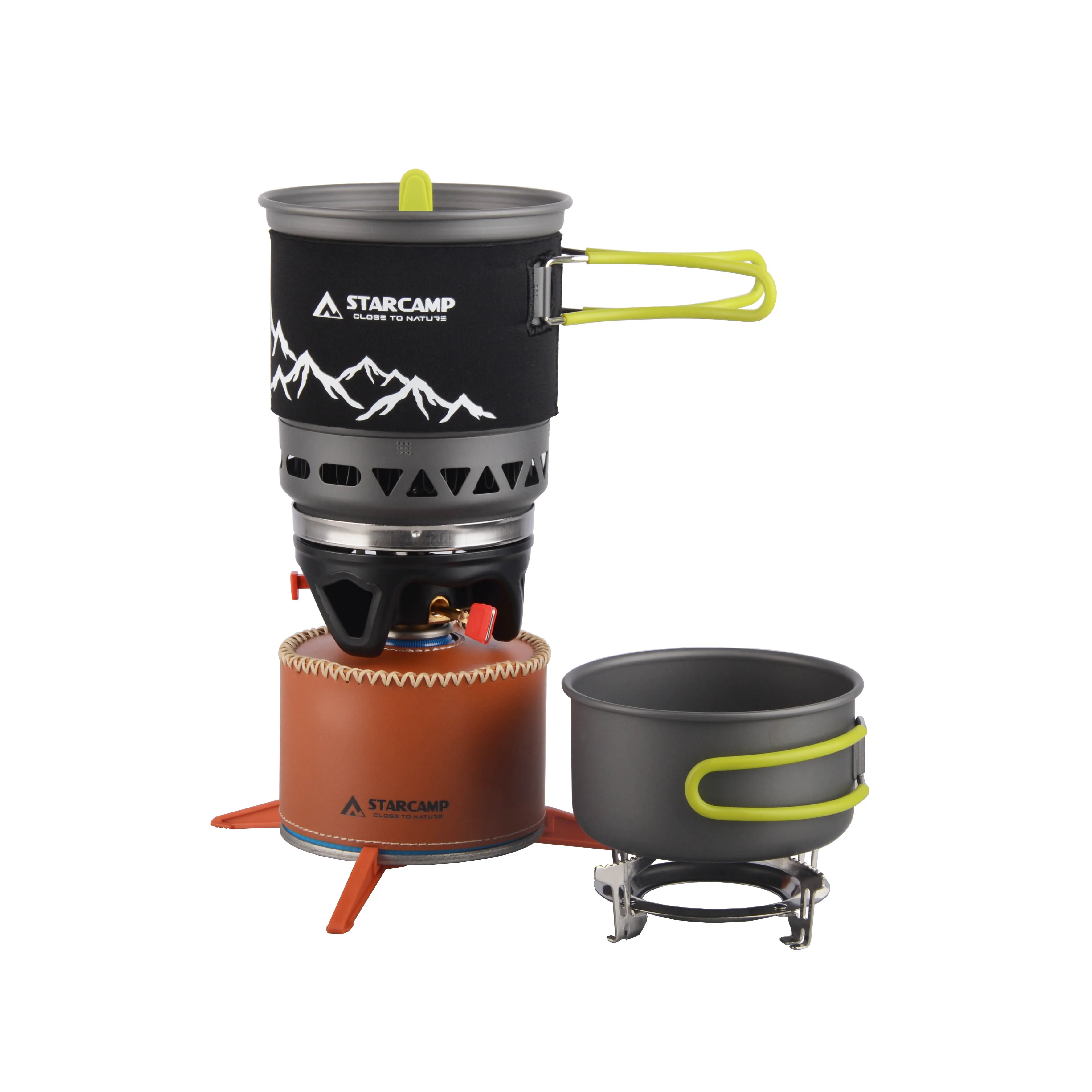 STARCAMP 1000+500ml Outdoor Solo Backpack Hiking Camping Gas Stove Cooking System Jet Cooker Gas Burner Camping Pot