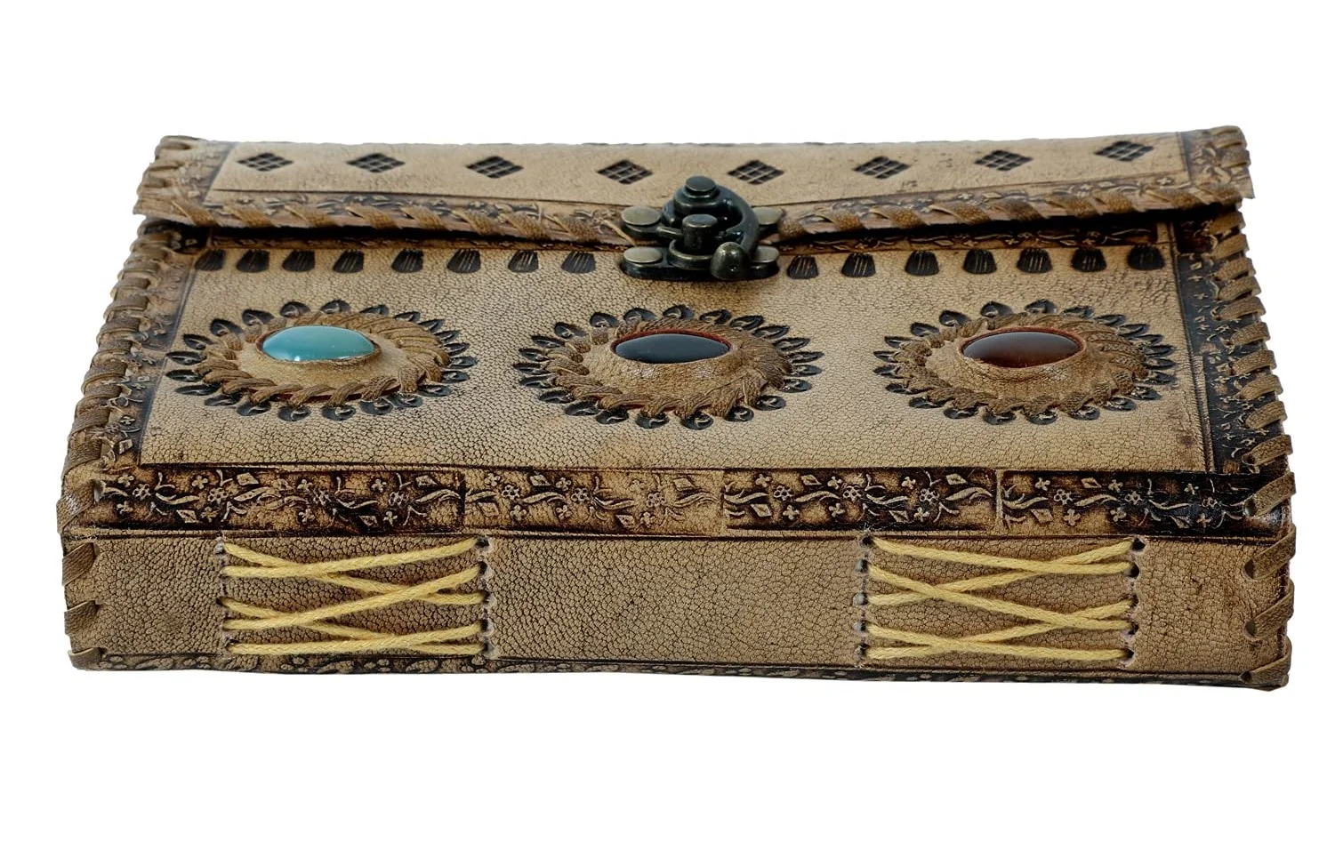 Stone Embossed Genuine Leather Bound Journal Diary Notebook Travel book with blank Unlined pages to write for Men Women Gift