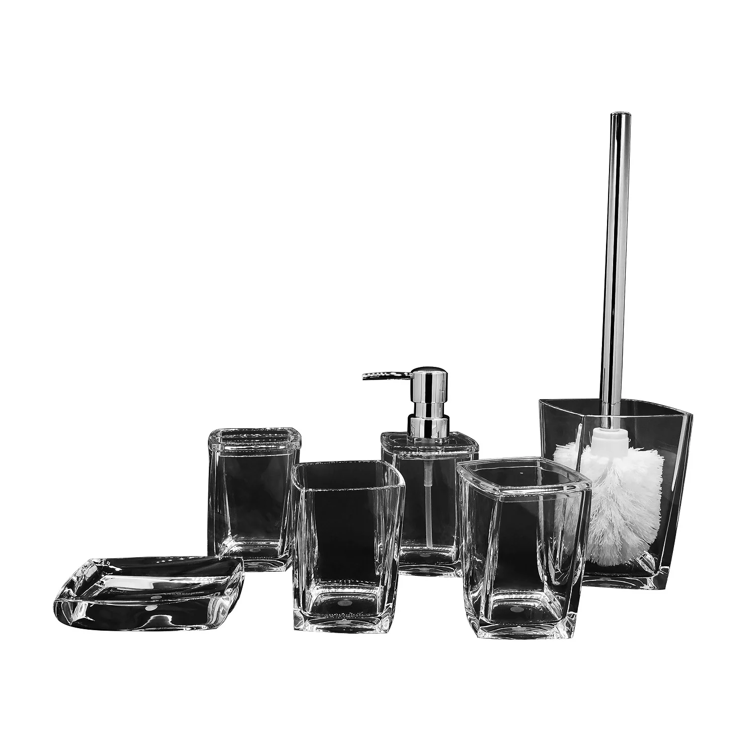 Acrylic clear 6 pcs bathroom accessory set