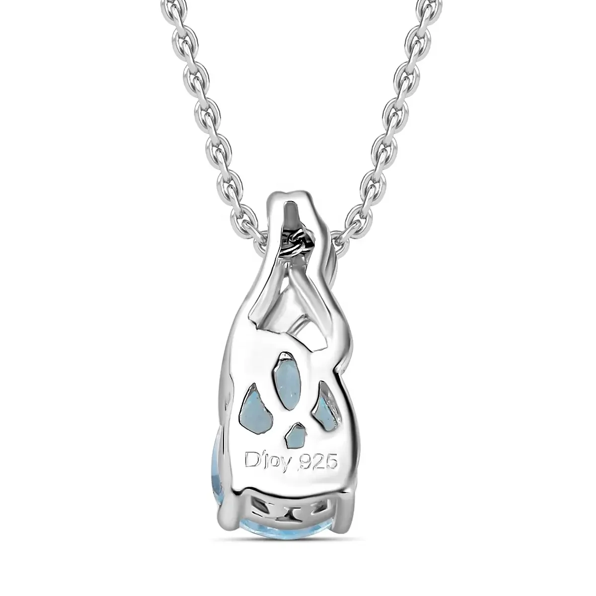 Sky Blue Topaz Earrings and Pendant Necklace Jewelry Set, Sterling Silver and Stainless Steel Jewelry Set Wholesale Jewelry