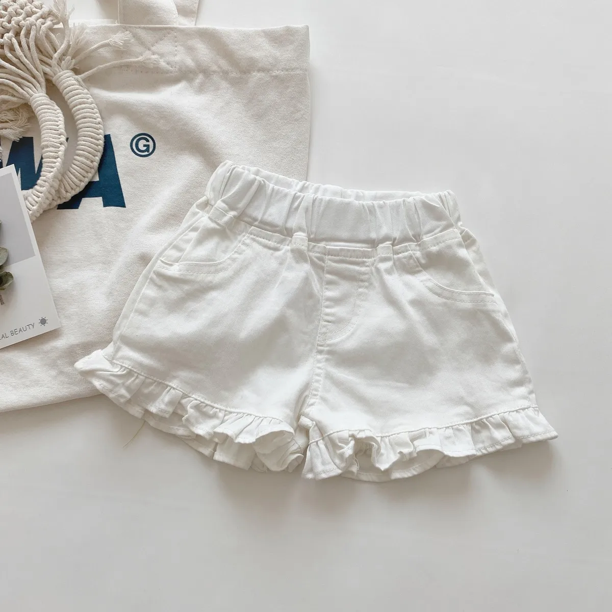 Designer Toddler Children Girls Clothing Cotton Denim Shorts For Baby Girl Custom Casual Girls Plain Denim Ruffle Shorts